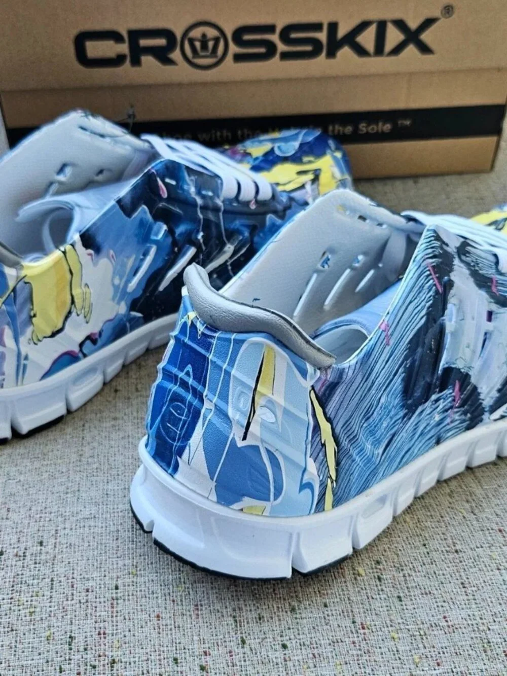 Crosskix Shoes Confetti Blue Waterproof Summer Sneaker Lace Up Size 6US 38EU Box